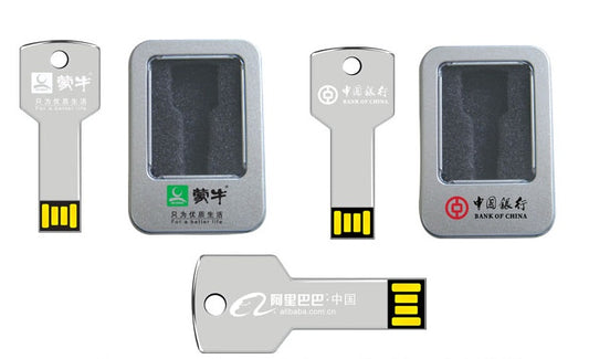 La fourniture de tin métal clés U disque laser logo personnalisé cadeau clé USB flash mémoire banque