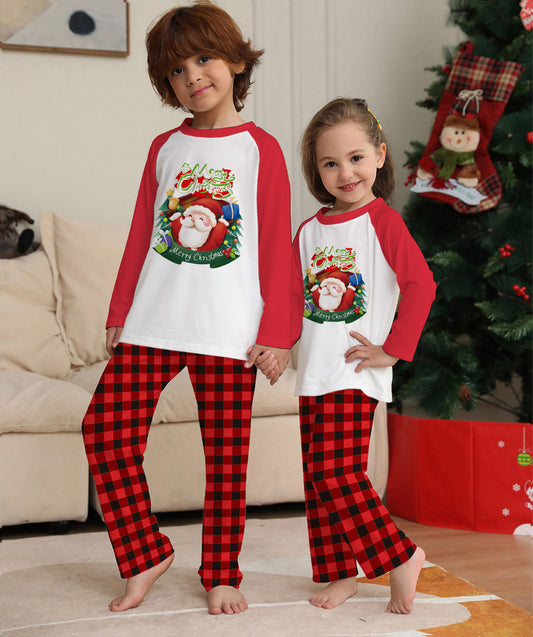 De noël Parent-Enfant Vêtements Ensemble À Manches Longues T-Shirt À Carreaux Pantalon Famille Correspondant Pyjama